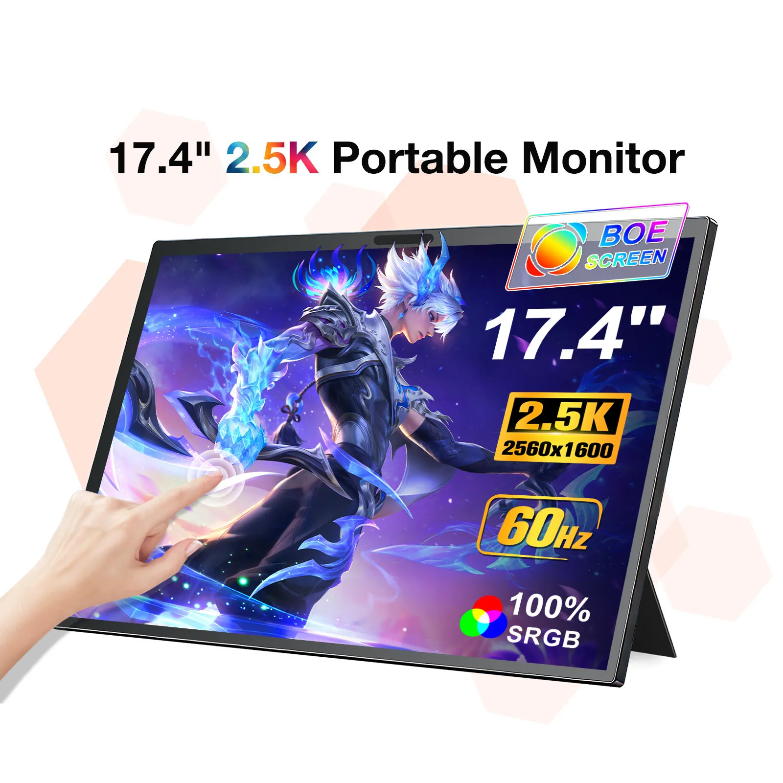 17,4/18,5/19 inch draagbare gamingmonitor 4K 2160P 100Hz 144Hz HDR HDMI Type C voor telefoon, NS, PS5, XBOX, PC, laptop Uitbreidingsscherm