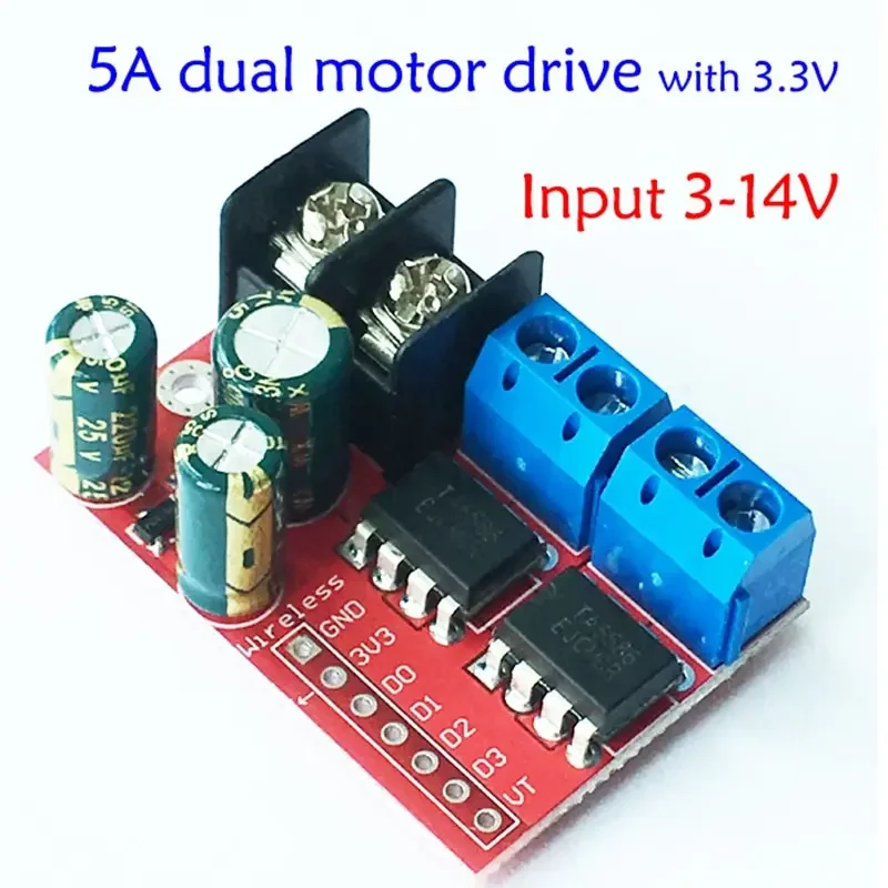 5A Dual DC Motor Drive Module Double H Bridge L298N PWM Remote Control Voltage Reverse Speed Regulation Board ZK-5AD 3V-14V