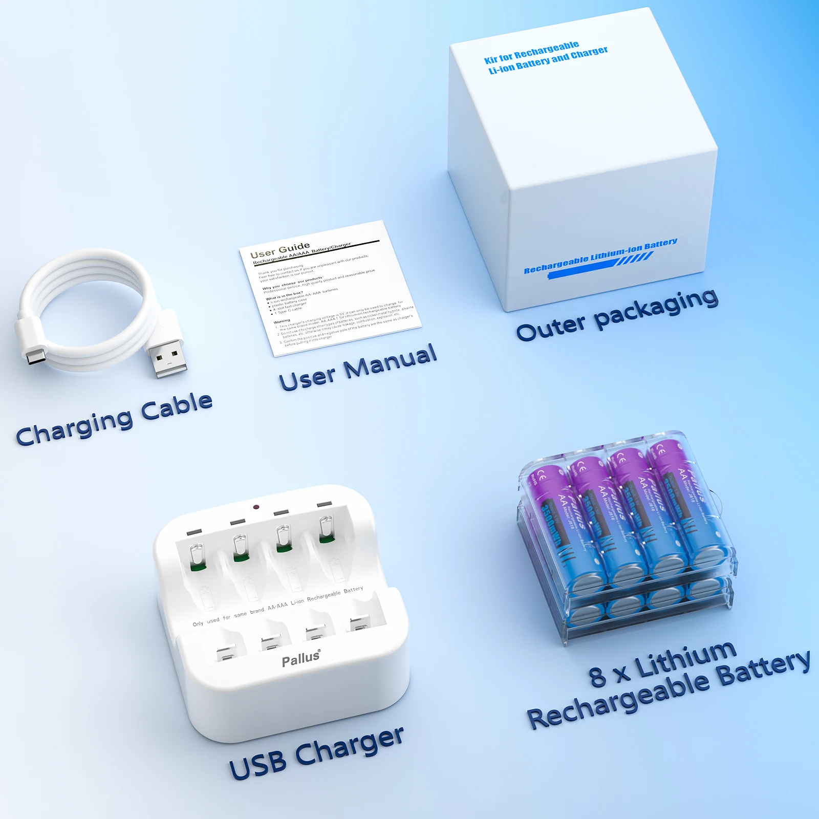 Pallus AA 3A 3500mWh 1.5V Li-ion Rechargeable Battery ,aa Lithium Battery, Manufacturers Direct Sales, Cameras, Electric Toys,