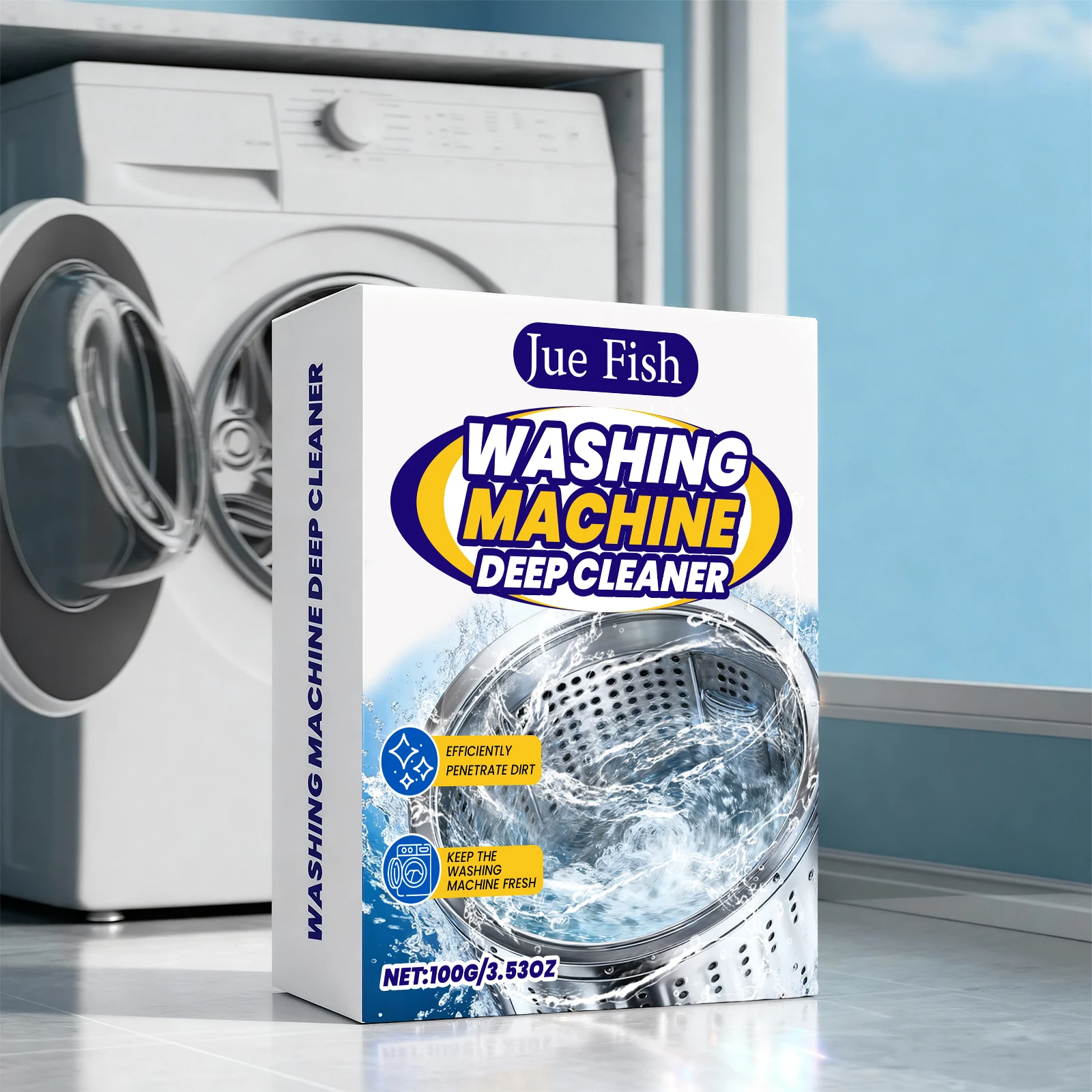 

JUE-FISH Washing Machine Cleaner Powerful Remove Limescale Restore Shiny Eliminate Odor Freshing Laundry Machine Cleaning Powder