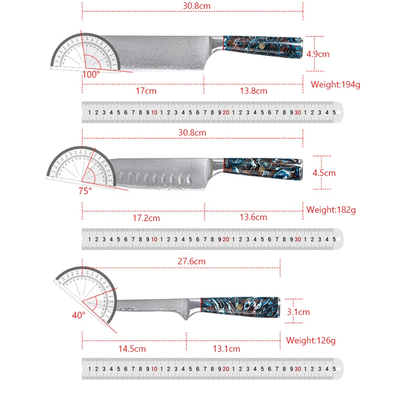 Damascus Steel Chef Knife Kitchen Cleaver Japanese Santoku Knife Boning Slicing Paring Cutting Professional Cooking Knife