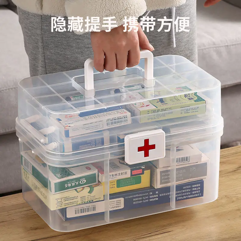 Medicine Storage Box Organizer Home Large Capacity Medical First Aid Box Medical Multi-layer Medicine Emergency Family Suitcase