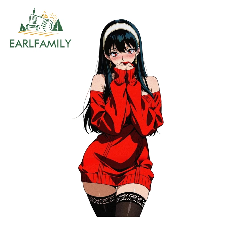 

EARLFAMILY Vintage Yor Car Stickers Fashionable Anime Girl Windshield Decals Sunscreen Waterproof Vinyl DIY JDM RV Decoration