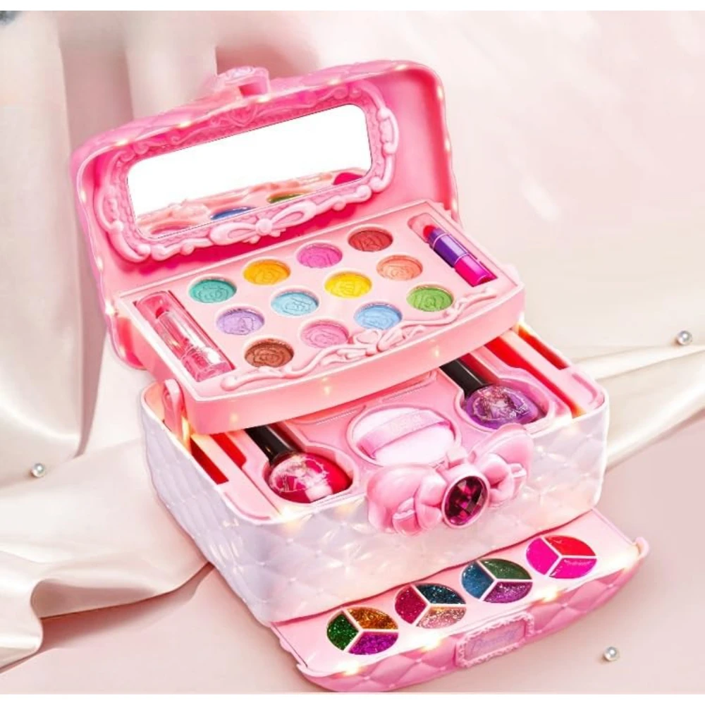 WizKidz Kit trucco per bambini per ragazza Regalo Set di bellezza lavabile Giocattoli con custodia per cosmetici Regalo di compleanno per bambine