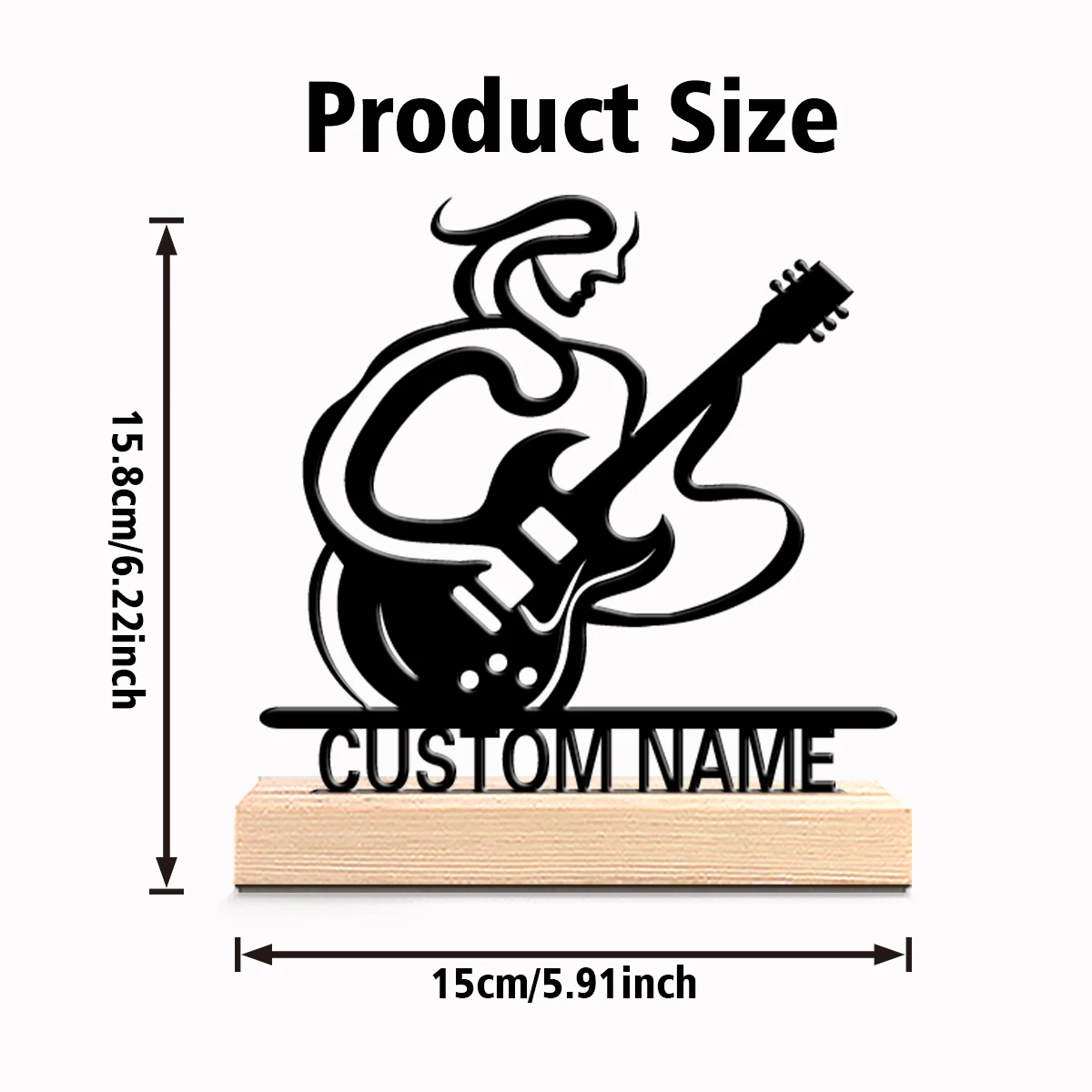 1 قطعة تماثيل معدنية مخصصة للجيتار مع قاعدة خشبية مناسبة للموسيقيين، عيد الحب، روك د #2