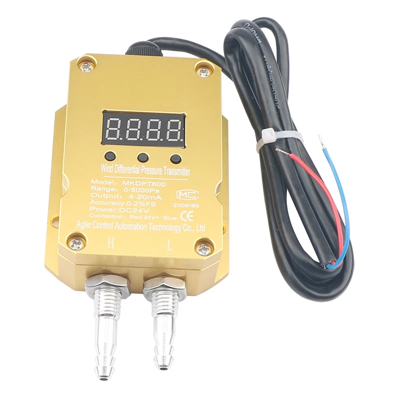 

4-20mA Digital Smart Differential Pressure Sensor LED 100Kpa Industrial Grade air Duct Differential Pressure Transmitter