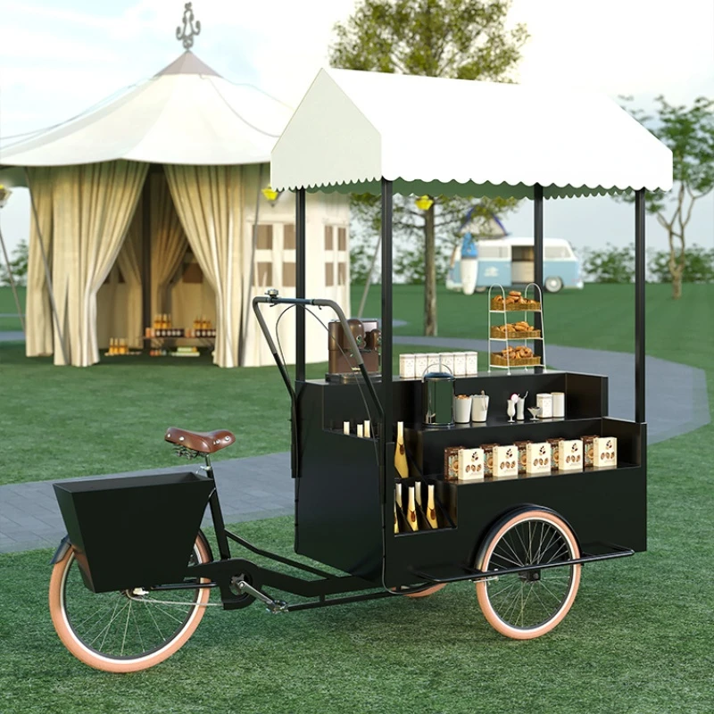 Outdoor reverse riding donkey tricycle dining car mobile float shopping mall sales camping sales  street stall coffee