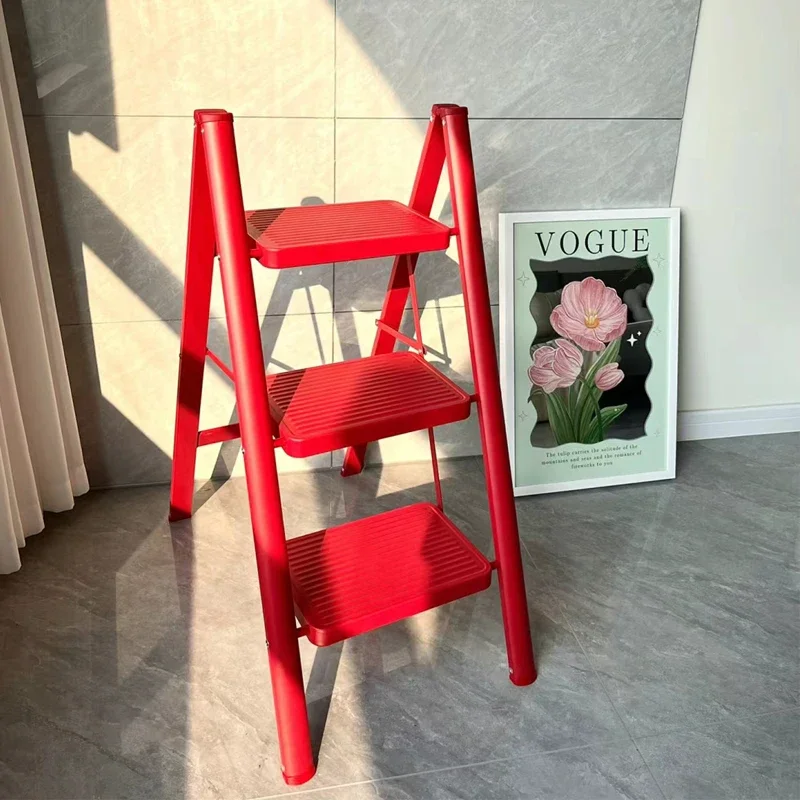 

Foldable Red Household High Scaffolding Ladders Portable Three-stage Wall Escalera Multiposiciones De Aluminio Furniture