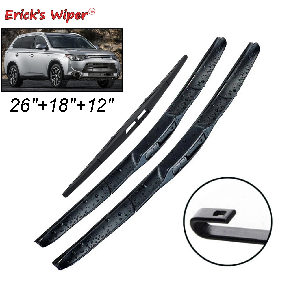 

Erick's Wiper Front & Rear Wiper Blades Set For Mitsubishi Outlander MK3 2013 - 2020 Windshield Windscreen Window 26"+18"+12"