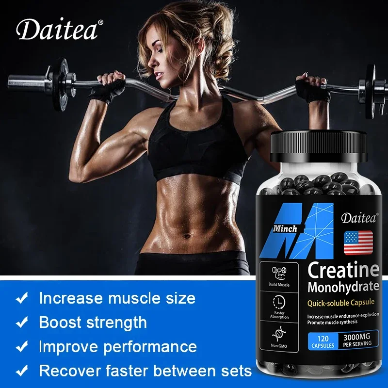 Daitea Creatine Monohydrate Supplement Helps Workout Performance, Building Muscle and Strength | Creatine for Men and Women