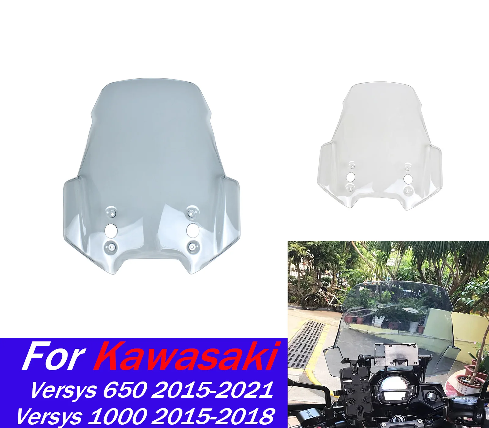 

For Versys 1000 650 Windshield Windscreen For Kawasaki Versys650 2015-2021 Wind Shield Screen Motorcycle Air Deflectors Parts