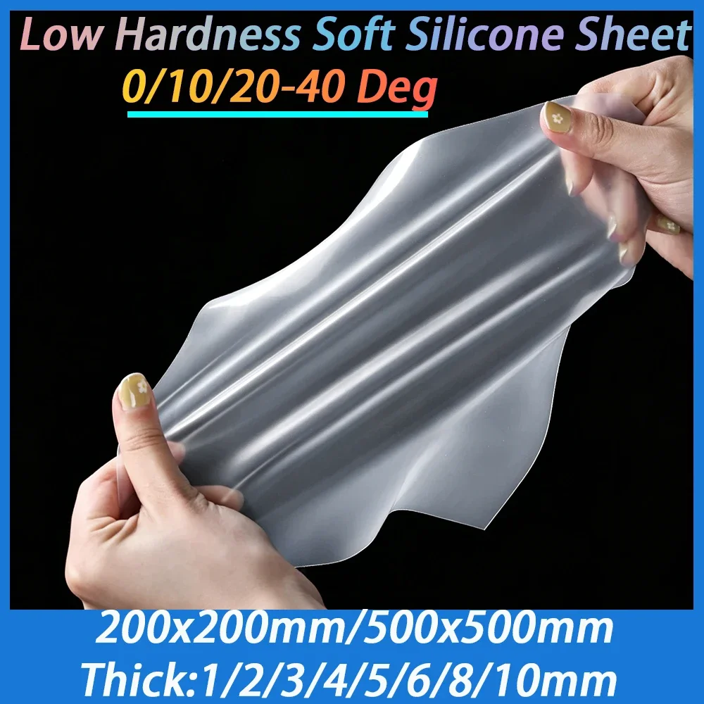 1Pc Low Hardness 0/10/20-40 Deg Soft Silicone Sheet High Elastic Food Grade Waterproof Heat Resistant Silica Gel Plate 200x200mm