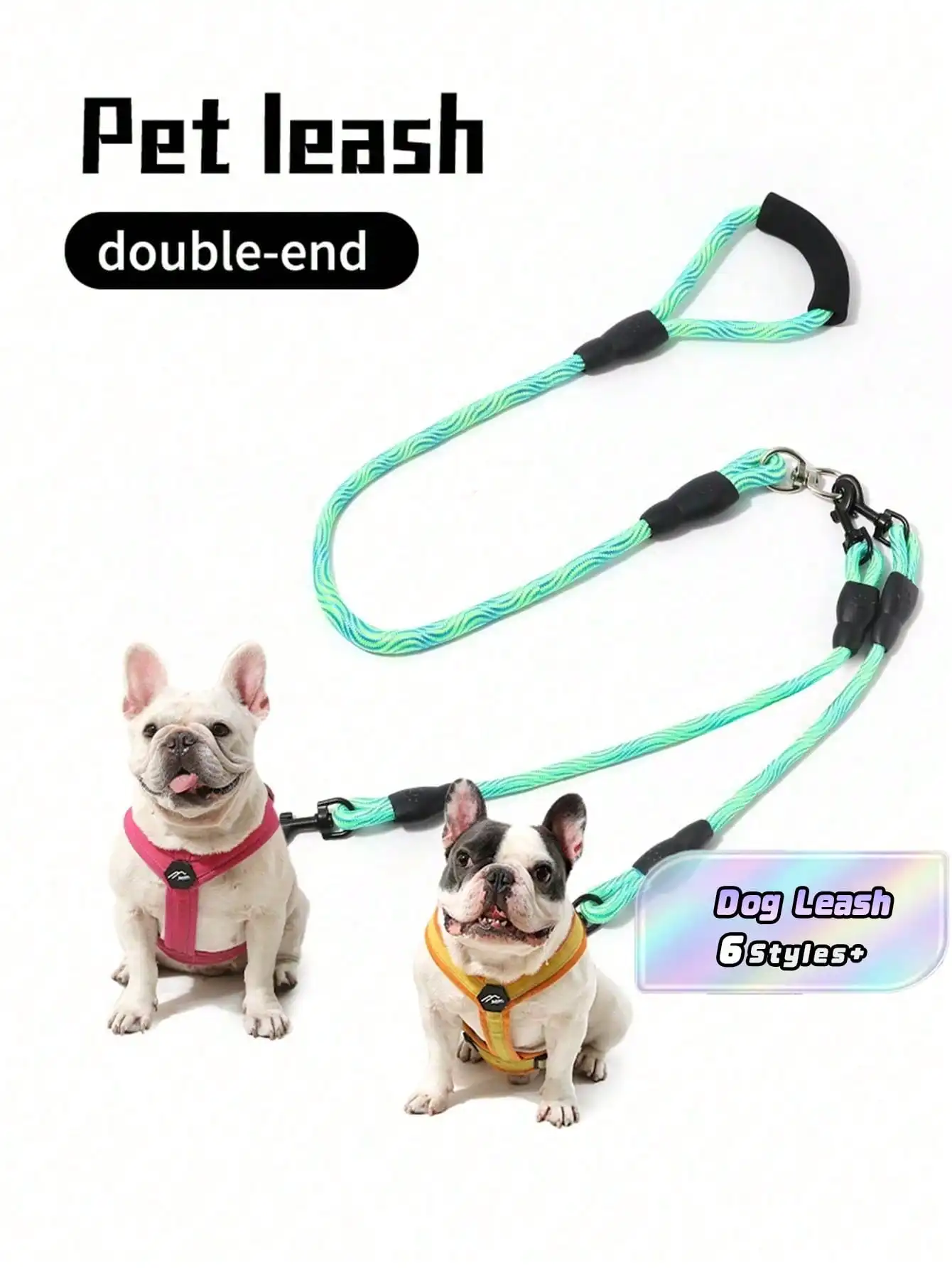 

Gradient Color Dog Leash, Lightweight Soft Handle Dog Traction Rope, Suitable For Small/Medium Dogs, Double-Headed Leash For Walking Two Dogs