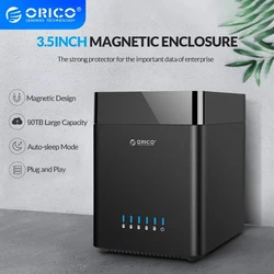 ORICO DS Series 5 Bay 3.5 Inch Type-C Hard Drive Enclosure Magnetic-type USB3.0 to Type-C HDD Case Support With 12V6.5A Power