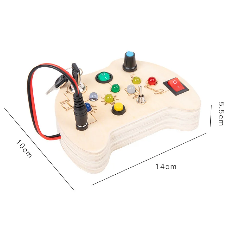 Children Busy Board Montessori Wood Toy LED Light Busyboard Kids Handle Shape Color Cognition Educational Unlock Toy Gifts