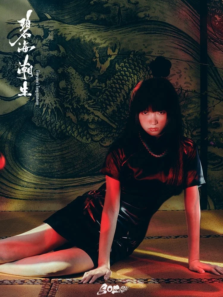 

Новое летнее платье с коротким разрезом от Bi Hai Chao Sheng, с круглым вырезом, коротким рукавом, низким разрезом, для повседневной носки, винтажное