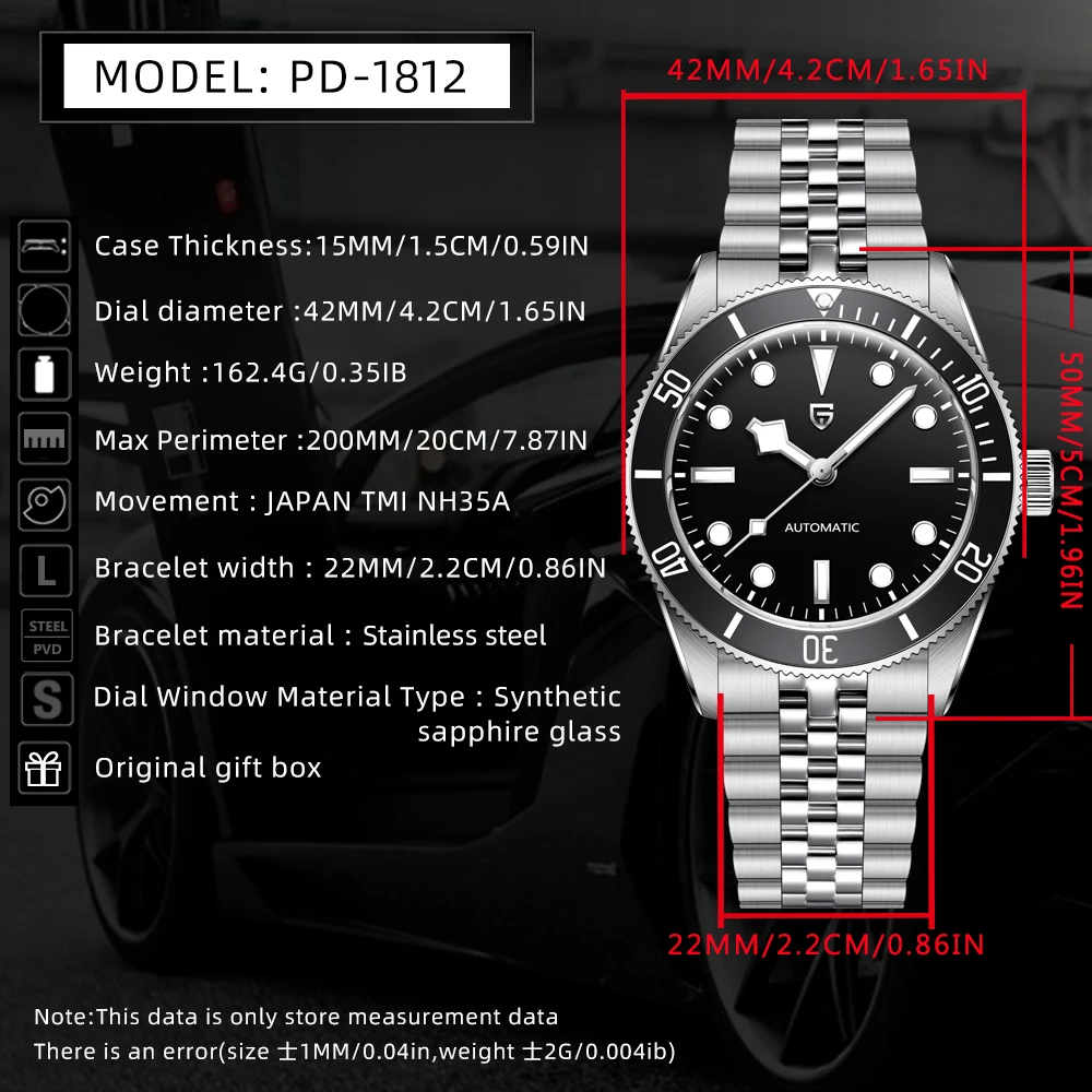 PAGANI DESIGN BB58 Retro Men's Watches Luxury Automatic Watch For Men Mechanical Wristwatch NH35 Luminous AR Sapphire Clock Gift