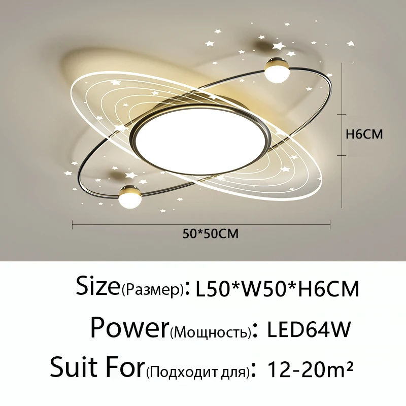 Eenvoudige ruimte Sterrenplafondlamp led Ronde lamp met afstandsbediening Woonkamer Slaapkamer Nordic Moon Kinderkamerlamp
