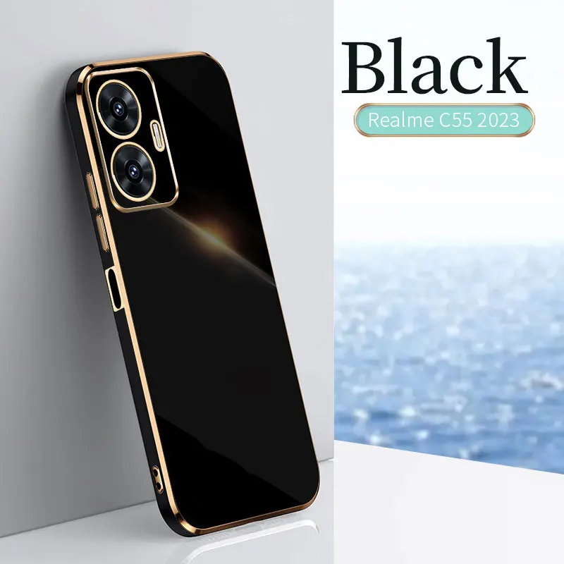 For Realme C55 Case Protective Electroplating Shockproof Realme C55 NFC Case Cover Silicone TPU Soft