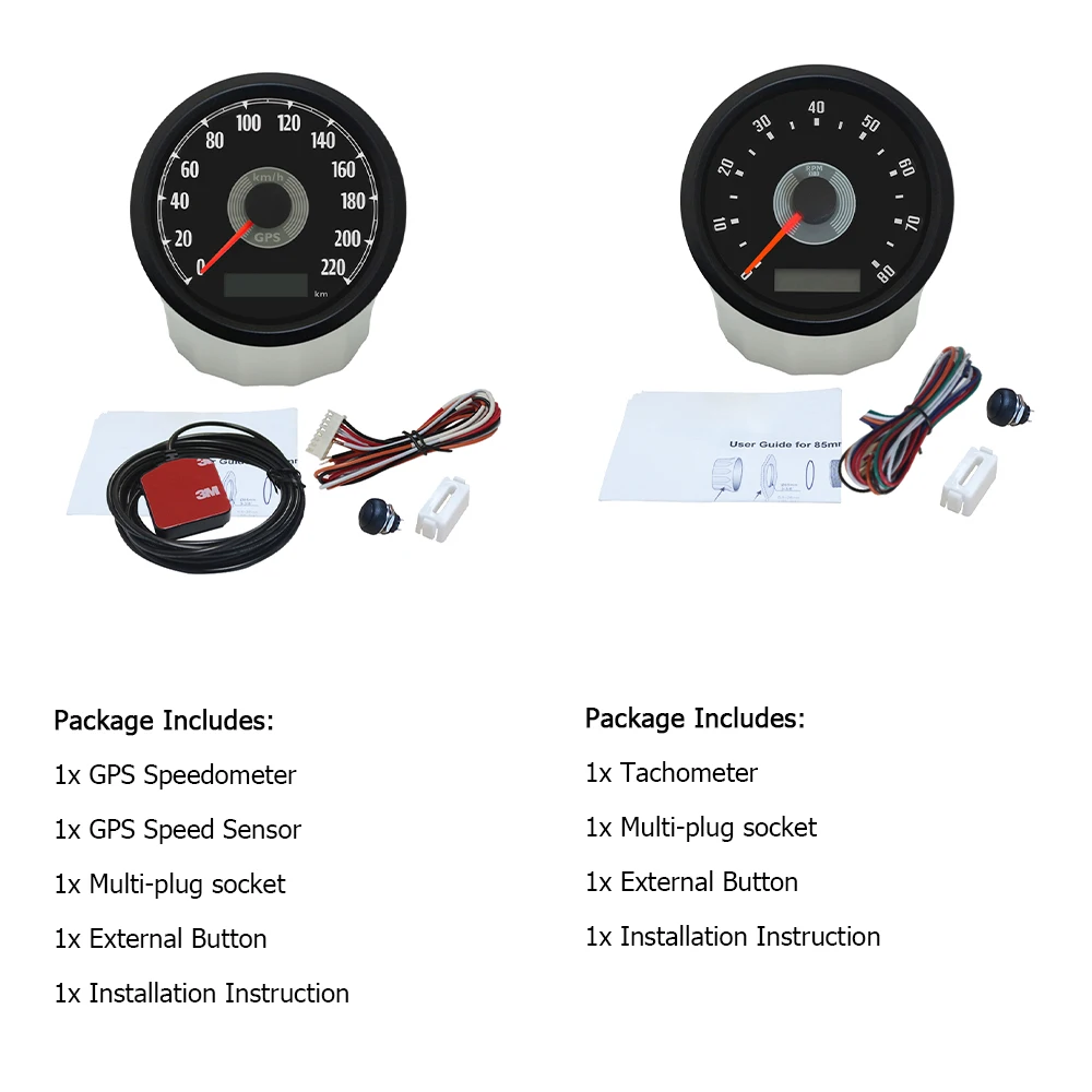 

Rhaxel Classical Style 85mm GPS Speedometer 160MPH 220KM with 8000RPM Tachometer 12V 24V with Backlight for Car SUV Limousine