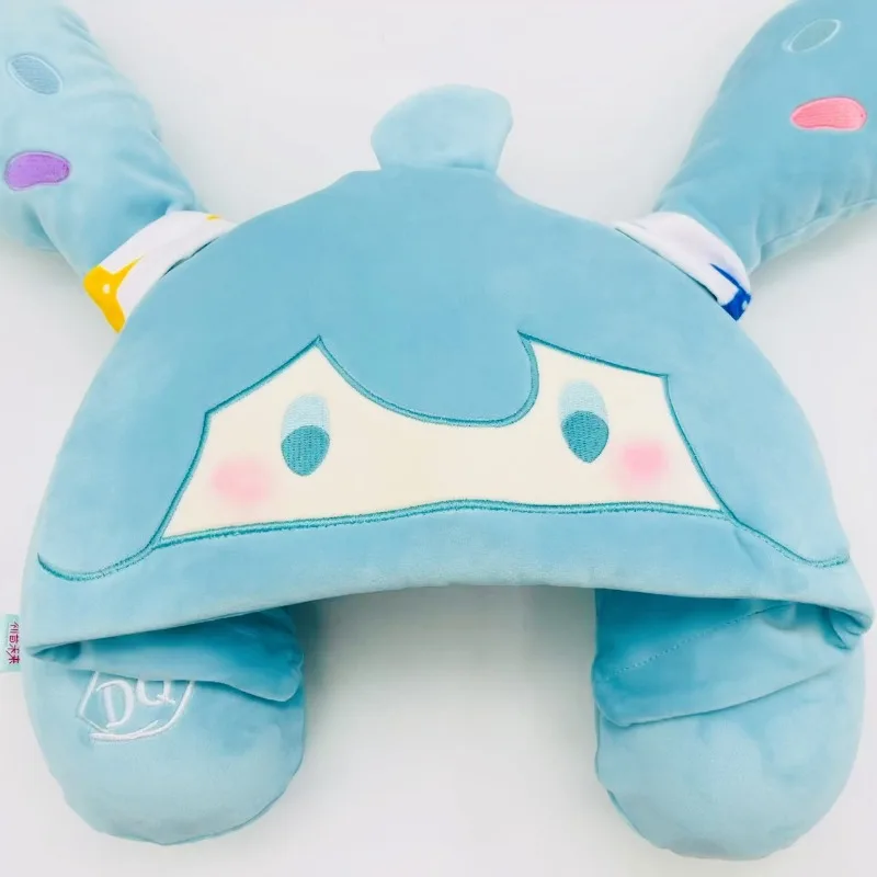 Kawaii Hatsune Miku Plush Pendant Anime Lovely Girl Miku Fashion Pendant Both Shoulders Knapsack Wearing A Hat U-shaped Pillow