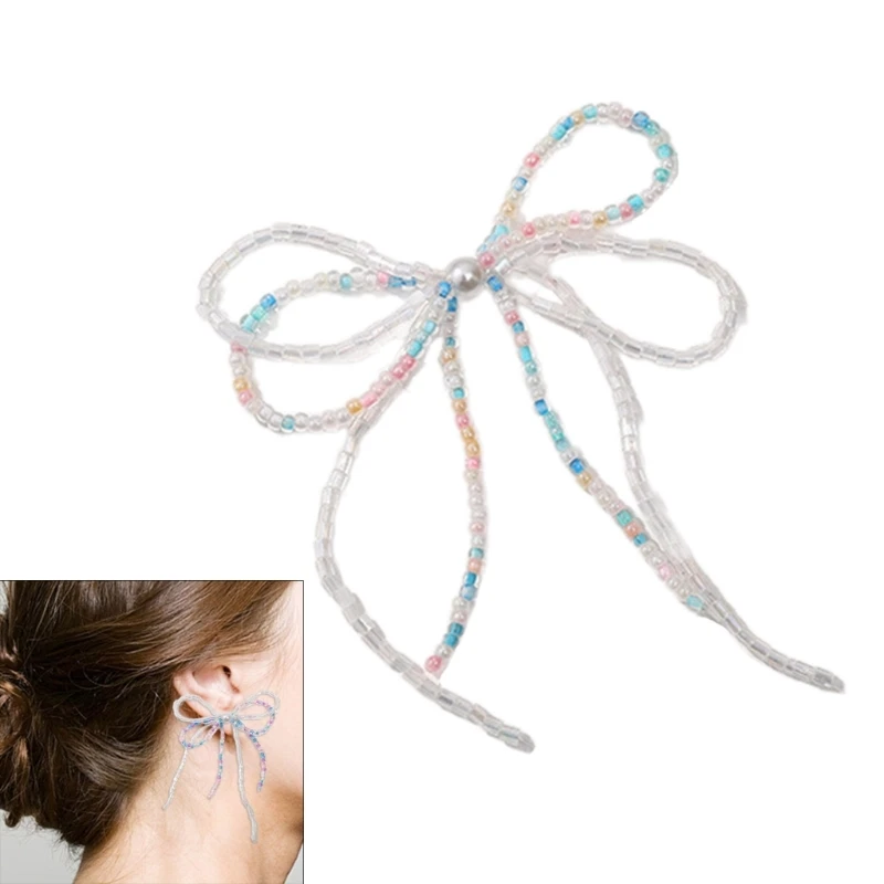 Handmade Seed Bead Bowknot Pendant Shoe Buckle Ornament Imitation Pearl Bows Shaped Earrings Hair Accessory Making Tool