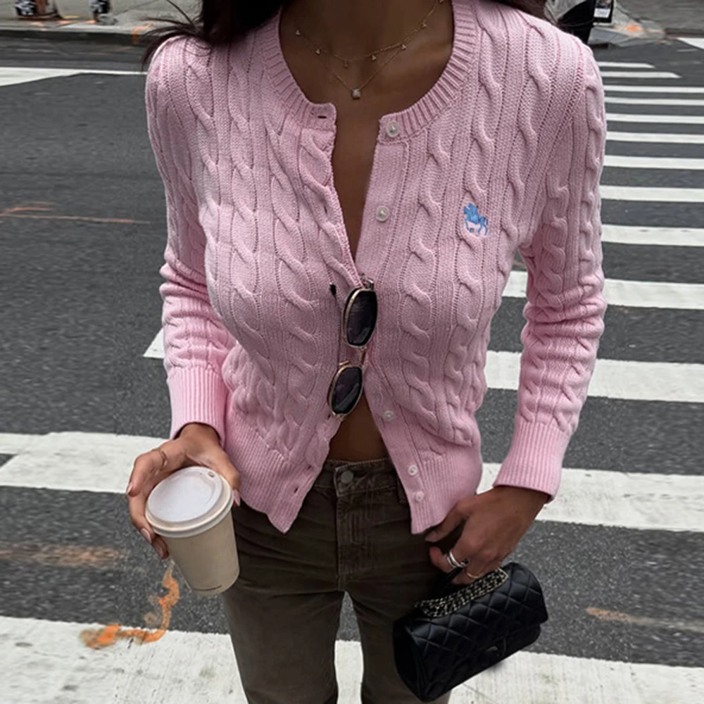 

Tuularose Female Fashion Cardigan New Printed Patchwork Ribbed Slim Cardigan Casual Commuter Streetwear Vintage Women's Sweaters