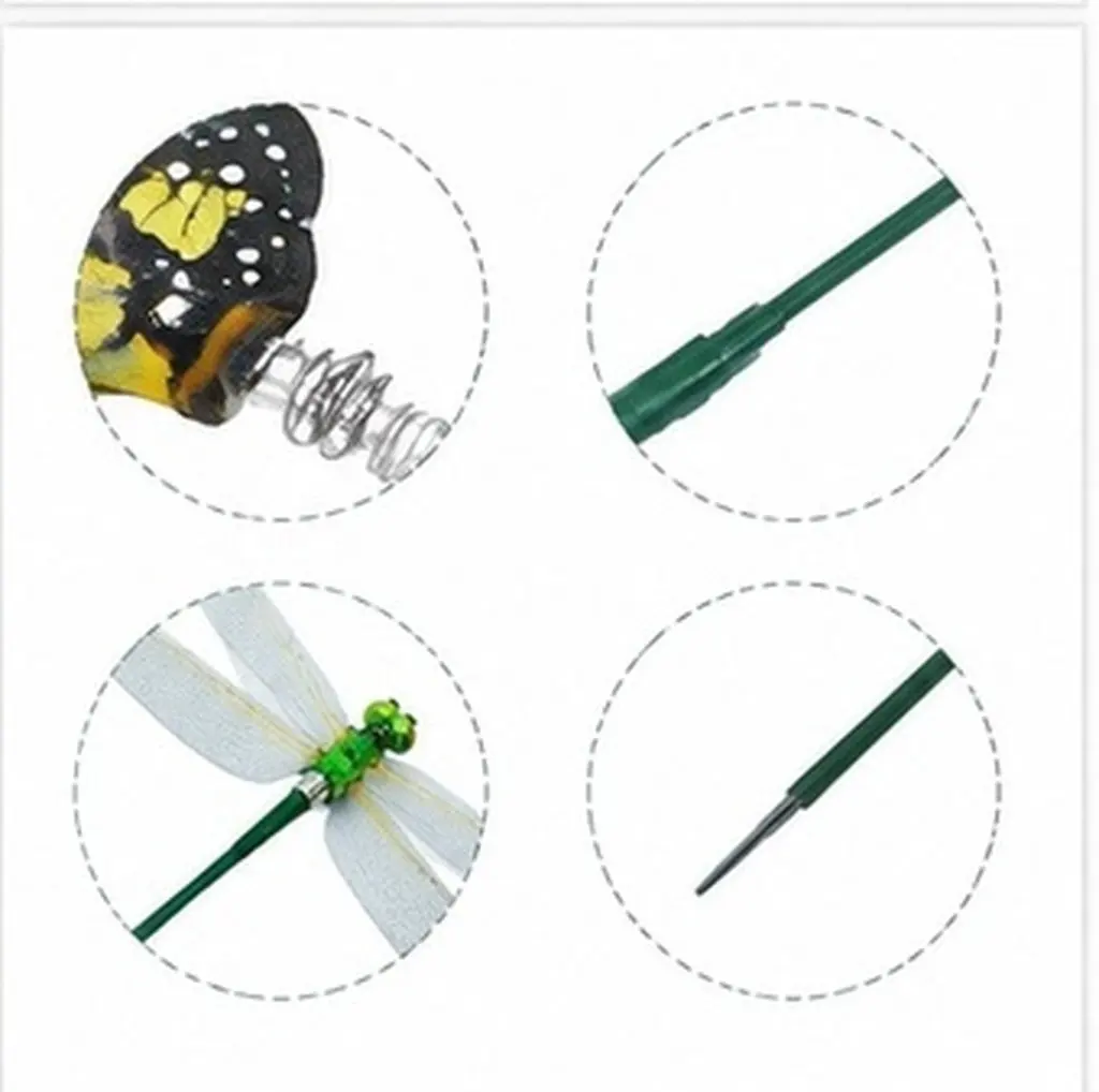 24 PCS Fake Dragonfly Dragonflies Flower Pot Decorative Stakes Decorations Horticultural