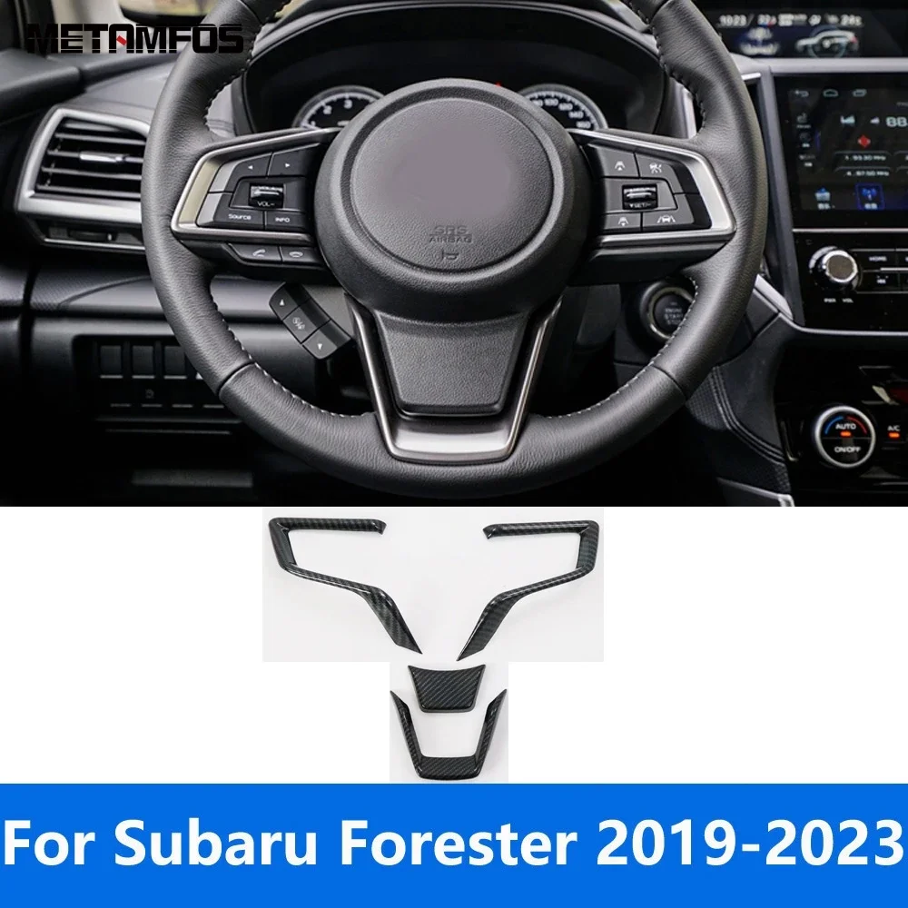 Steering Wheel Cover Molding Trim For Subaru Forester SK 2019 2020 2021 2022 2023 Carbon Fiber Interior Accessories Decoration