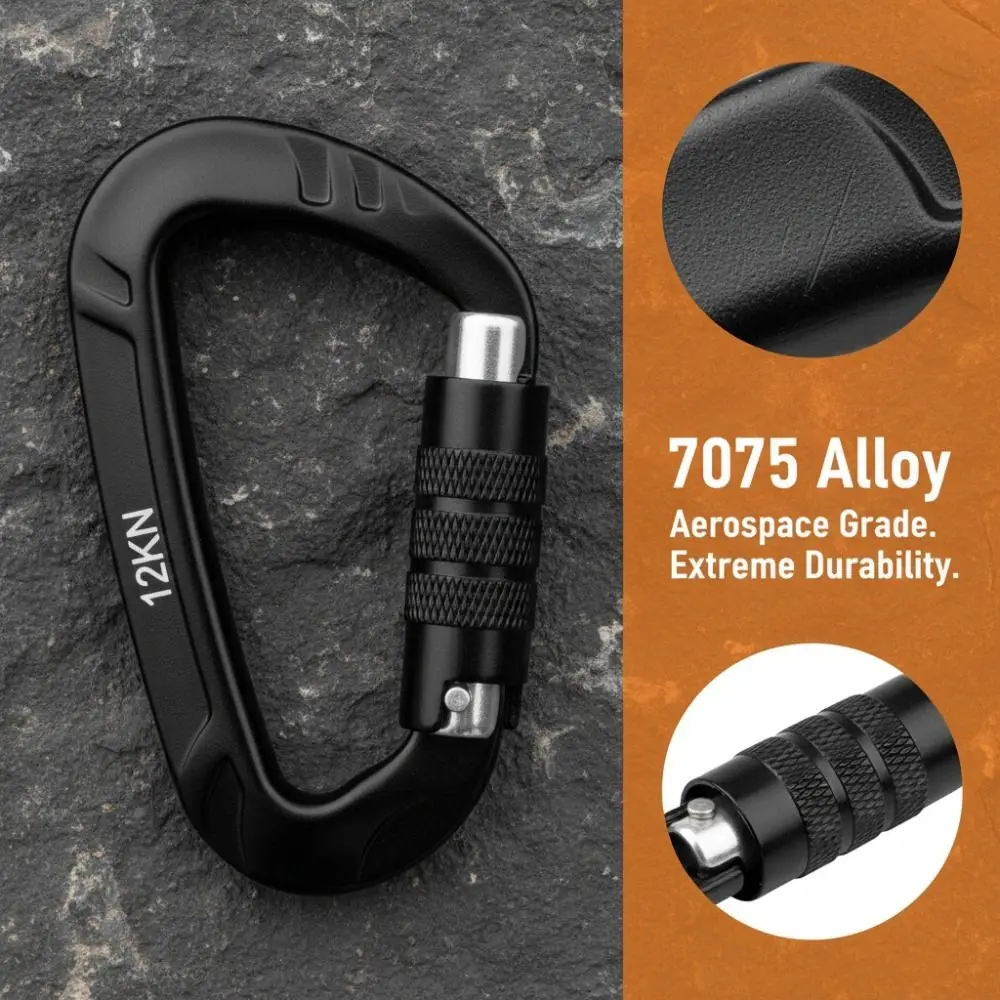 

Durable 12KN D-Shaped Buckle 7075 Aerospace Aluminum Lightweight Automatic Lock Buckle High Strength Buckle Outdoor Activities