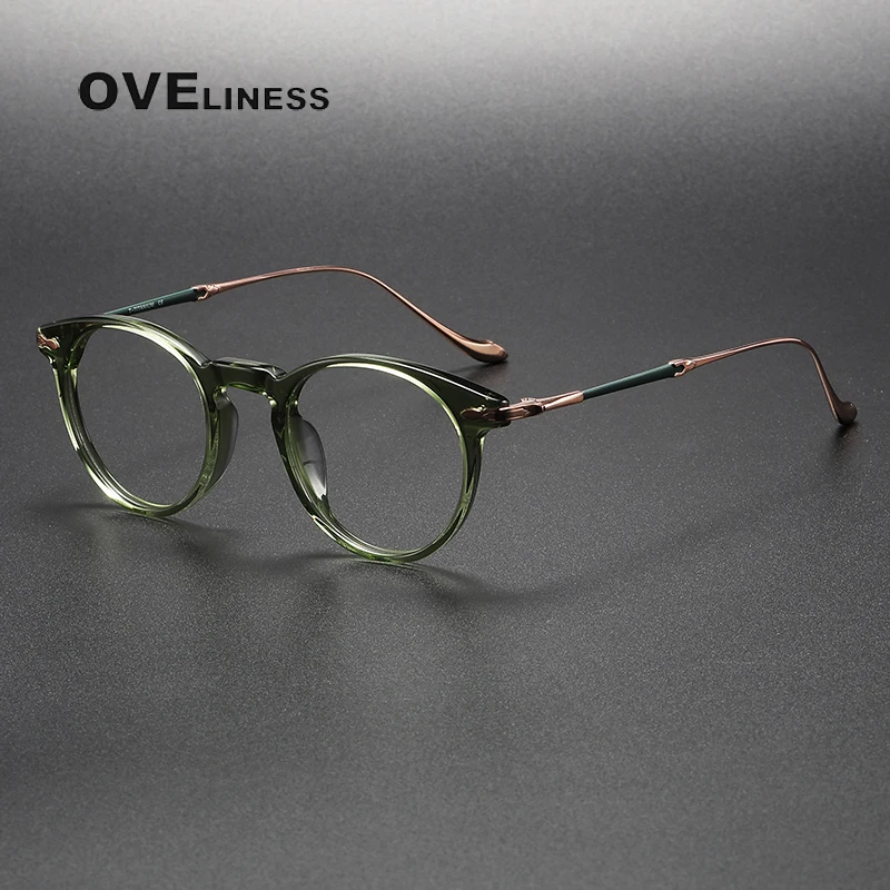 Acetate Titanium Glasses Frame men Women Vintage Round Myopia Optical Prescription Eyeglasses Frames Men 2023 New Titan Eyewear