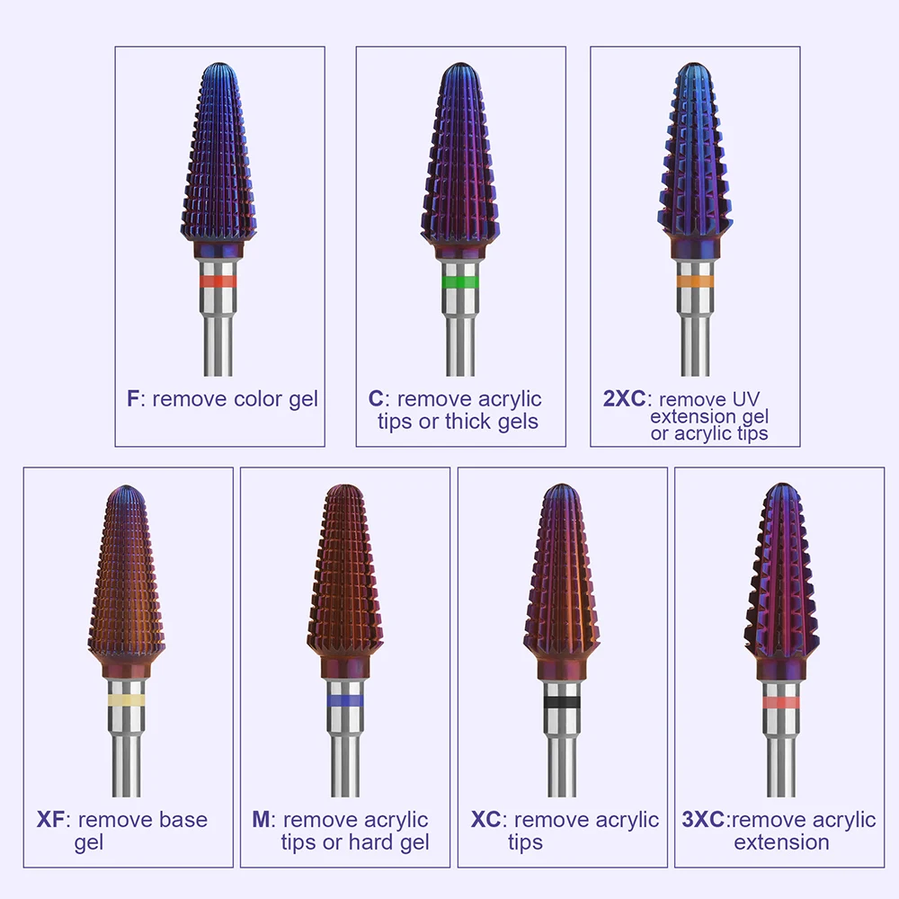 KADS Purple Tornado Carbide Nail Drill Bit 3/32\'\' Tungsten Milling Cutter Manicure Pedicure Rotary Tool for Acrylic or Hard Gels