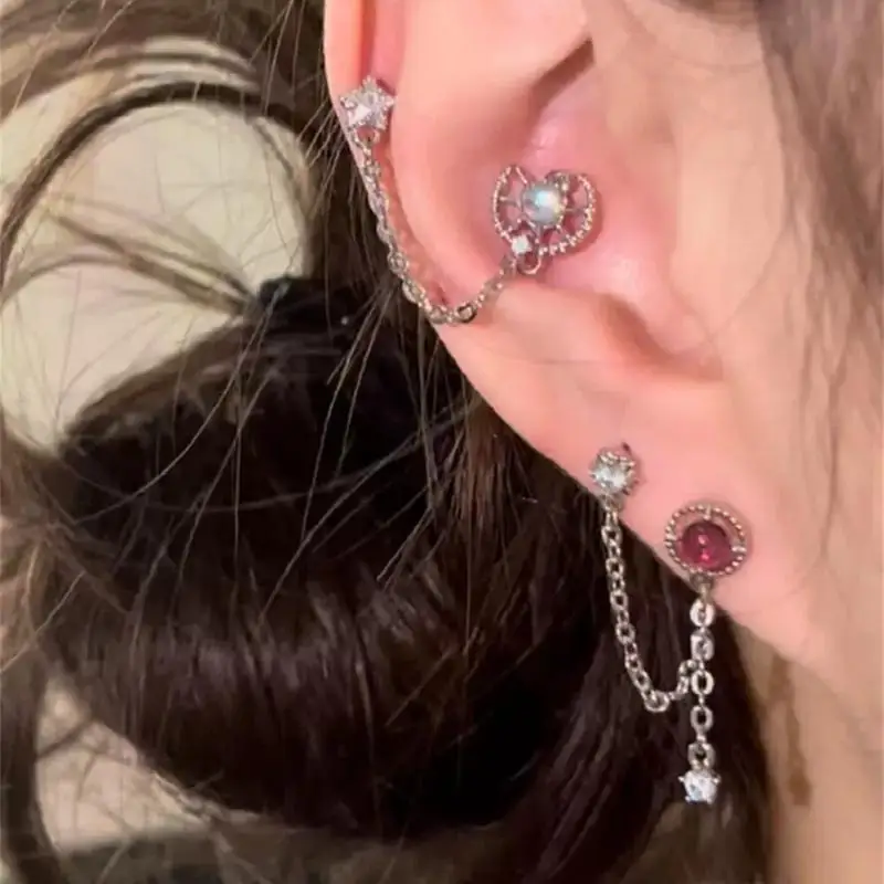 1Unit/Set Sweet Puppy Print Zirconia Butterfly Ear Bone Studs; High-end New Styled Bijoux for Ladies Y2K Earring Token