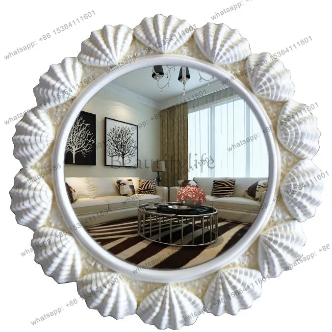 European round wall-mounted mirror Mediterranean style entrance bathroom mirror