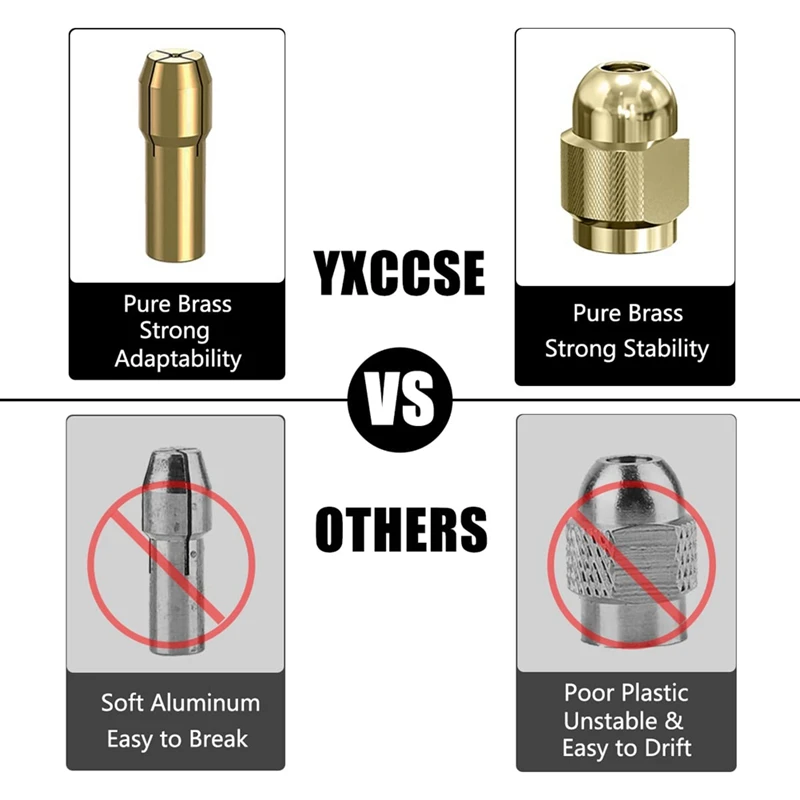 12 Pcs Brass Drill Chuck Tool Kit Accessories Keyless Chuck 1/32In To 1/8In Replacement 4485 4486 Change Nut