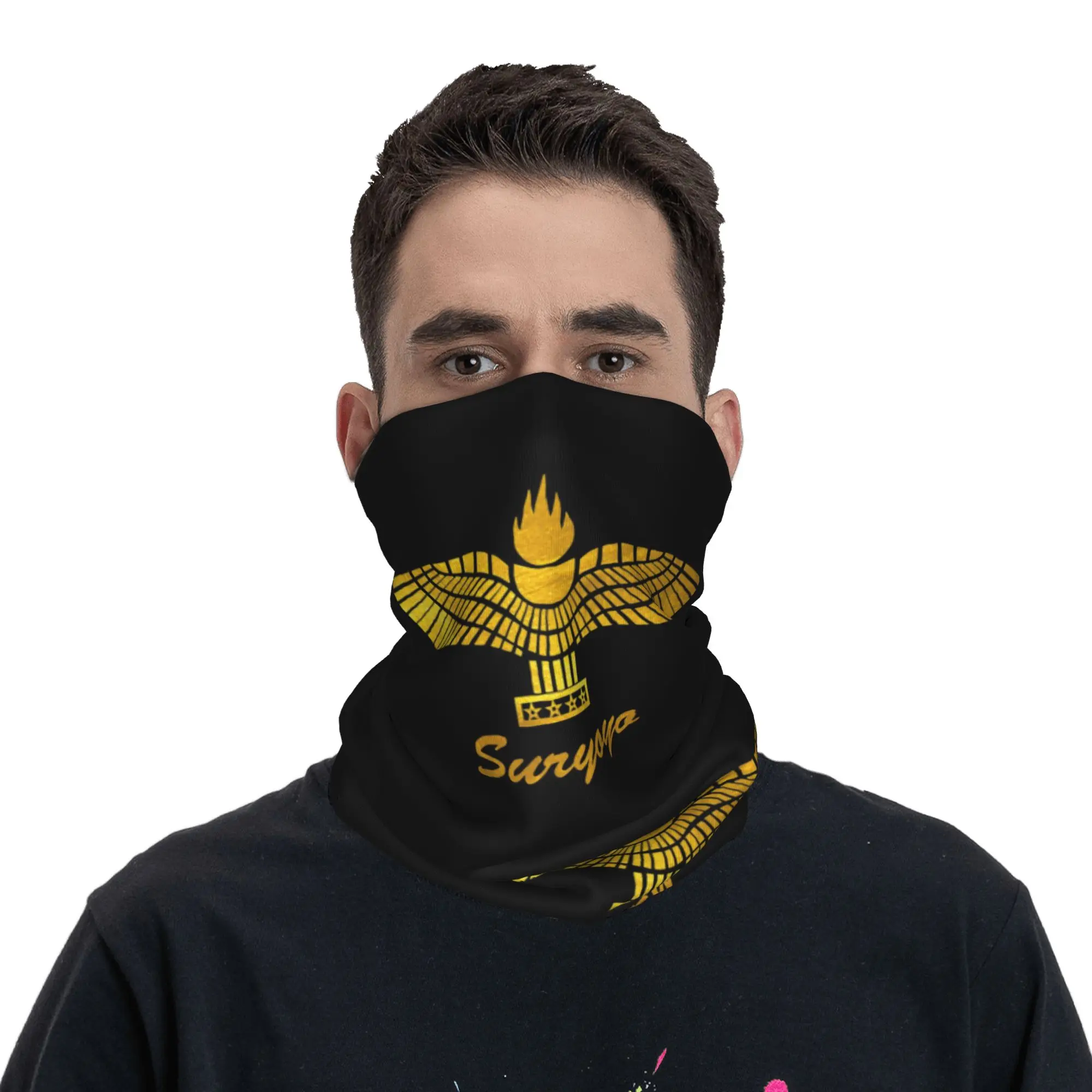 Custom Syria  Aramean Suryoyo Logo Neck Gaiter Men Women UV Face Shield Winter Syriac Assyria Ancient Bandana Scarf for Ski