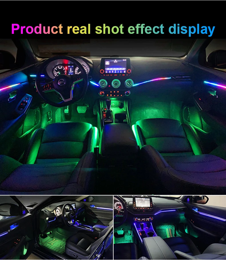 14 in 1 18 in 1 64 Farben RGB Symphony Car Atmosphere Interior LED Acryl Guide Fiber Optic Universal Dekoration Umgebungslichter – Detail 12