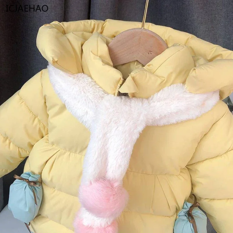 

2025 Children's Coats Cute Fashion Casual Jacke Baby Padded ThickenedCoats Autumn Winter Cotton Clothes Girl Warm Hooded Zip