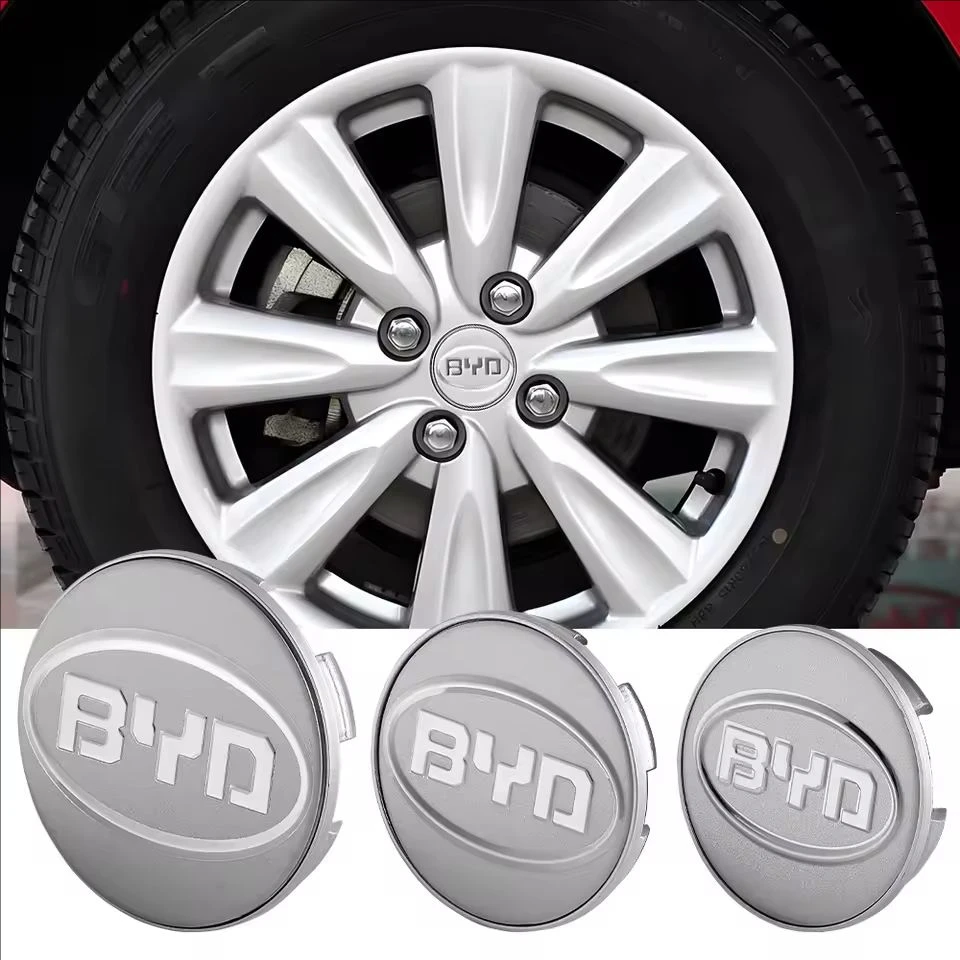 4Pcs Car Hub Cap Dust Cover Badge Wheel Hub 55/58/68mm Accessories For BYD Atto 3 Yuan Plus Song Plus Seal Dolphin Sealion Seagu