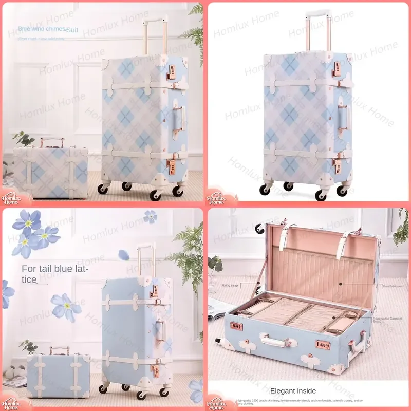 Vintage Large Capacity Rolling Luggage 20 Inch High Quality PU Suitcase Set 20 24 26 Inch Travel Bag