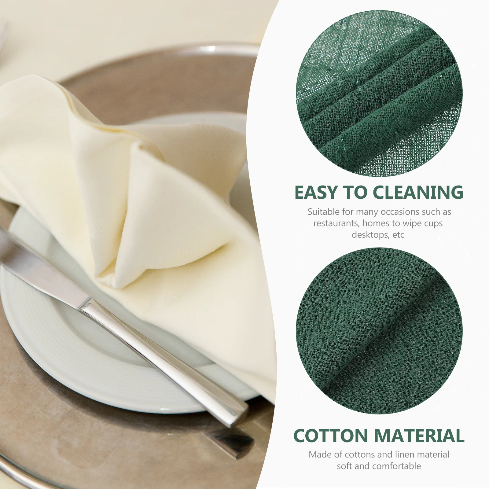 

10Pcs Washable Cloth Napkins Reusable Table Napkins Soft Absorbent for Restaurants Homes Bars Hotels Daily Cleaning Decorative