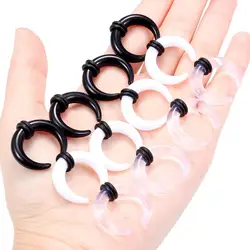 2-6pcs Acrylic C Shape Pincher Tapers Septum Buffalo Taper Expander Nose Ring Plugs Piercing Jewelry with Black O-Rings 4G-00G