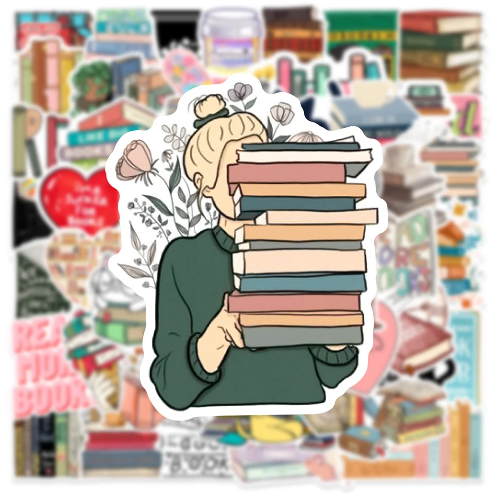 

10/30/50pcs Diary Book Reading Stickers Cartoon Decoration Decals Aesthetic DIY Notebook Guitar Motorcycle Graffiti Sticker Pack