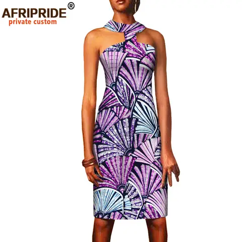 Afrikanska sommarklänningar för kvinnor Ankara-tryck ärmlös casual sexig festklänning bodycon-klänning miniklänning A1825067 8 best sales kvinnor Ankara modeklänning - №8