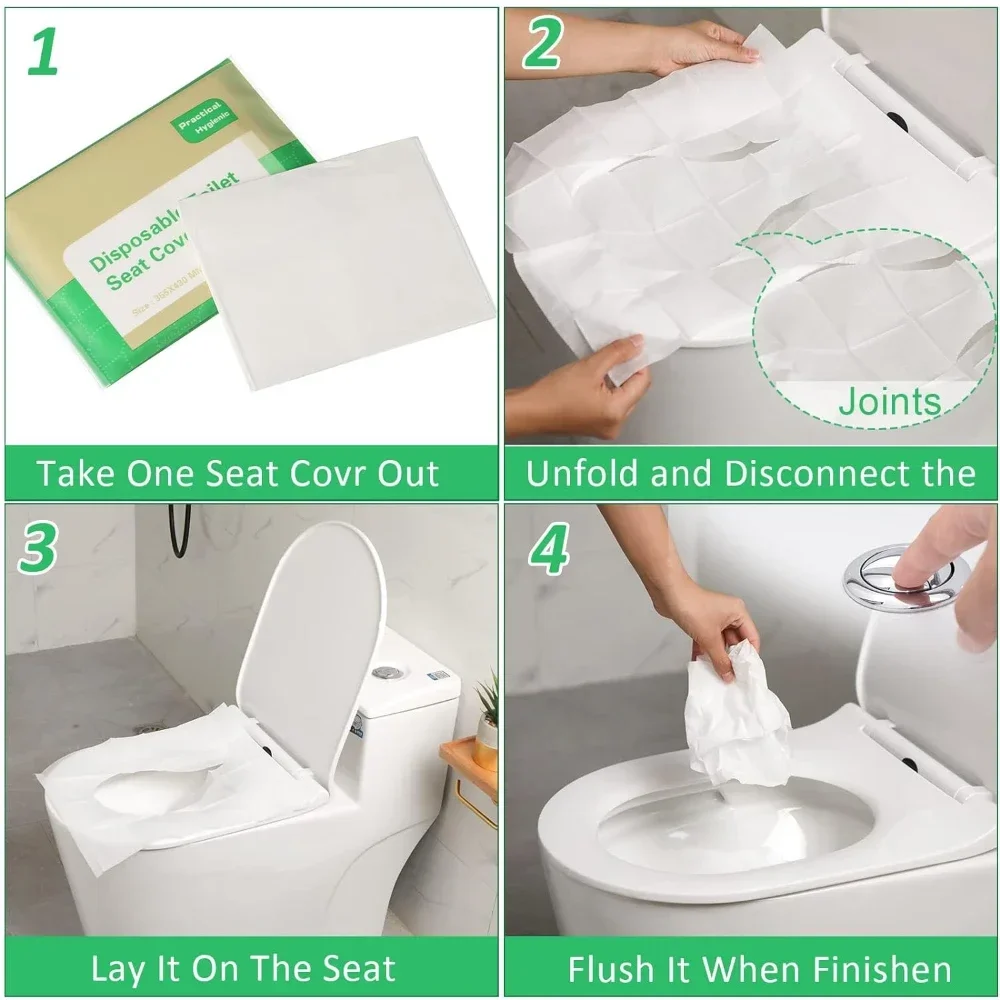 10/200Pcs Disposable Toilet Seat Cover Paper Portable Waterproof Soluble Water Travel Camping Hotel Bathroom Toilet Mat Pads