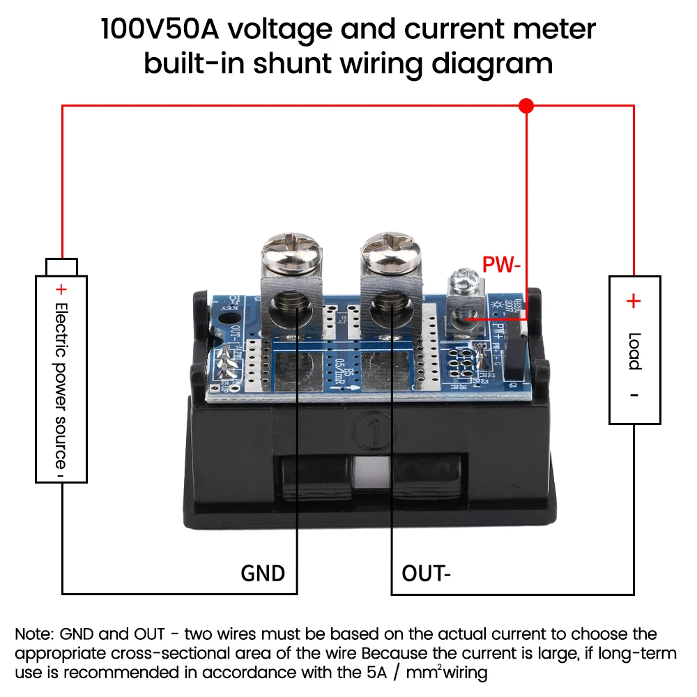 DC 7-100V 20A 50A Digital Voltmeter Ammeter 3 Bits Amp Volt Voltage Current Meter Detector Tester 0.28\