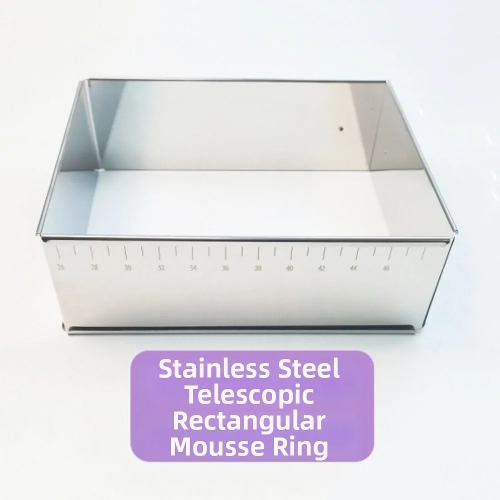 

Rectangular Adjustable Cake Mold Rust-proof Non-stick Mousse Cake Ring Reusable Telescopic Stainless Steel Baking Mould Pastry