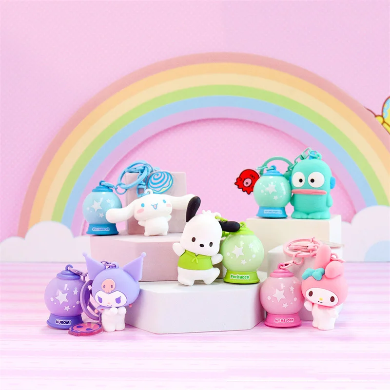 

Sanrio Glowing Series Keychin Toy Cartoon Cute Kuromi Cinnamoroll My Melody Action Figural Model PVC Key Ring Birthday Gifts