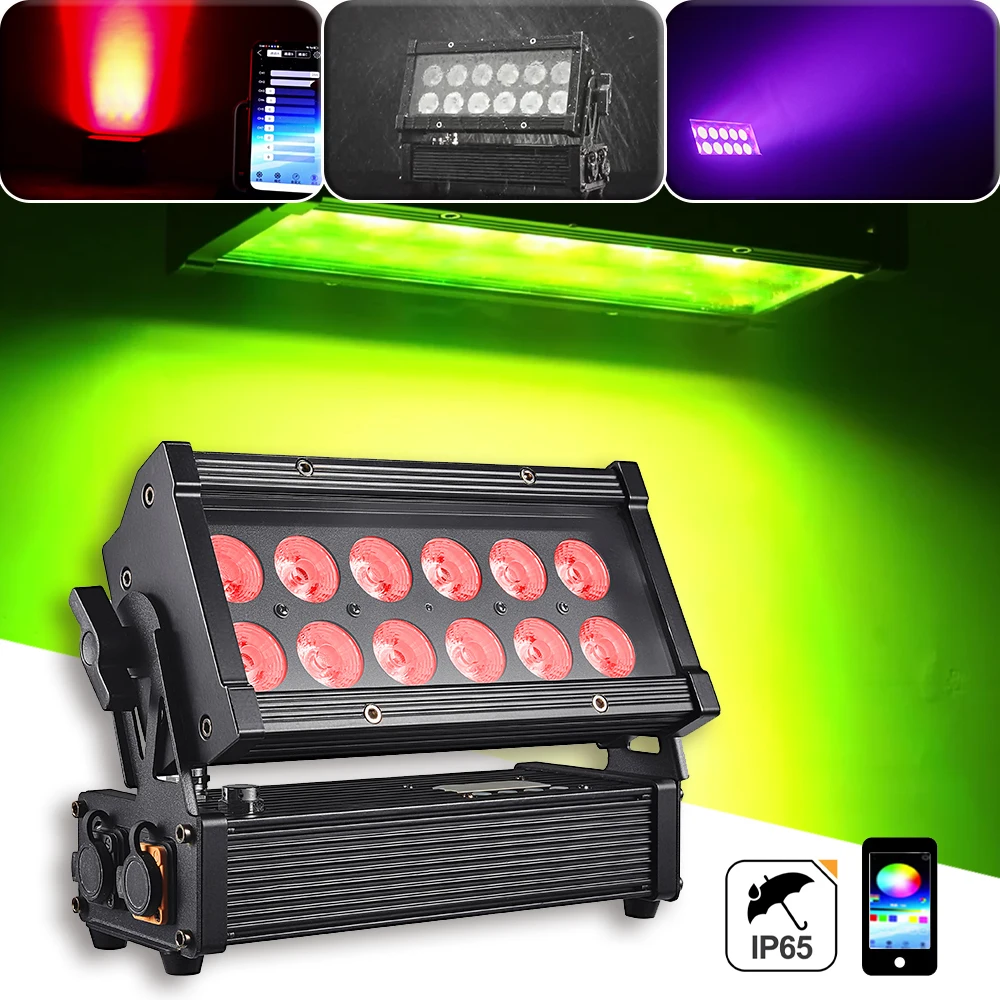 Waterproof IP65 12x18W RGBWA+UV 6 in 1 LED With Battery Wash Light Wireless Remote Control Stage Light Party Wedding DJ Disco