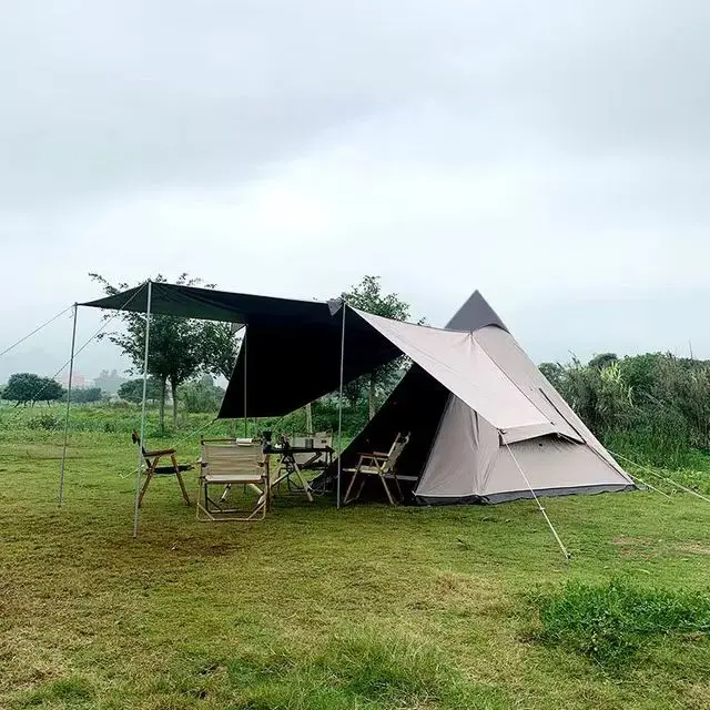 Tiendas de campaña con revestimiento negro para 3 y 4 personas, tipi de pirámide para acampar, lona de lujo de alta calidad para exteriores, viaje indio